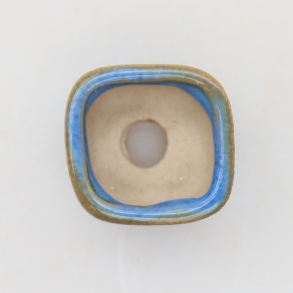 Pot à bonsaï en céramique 2 x 2 x 1,5 cm, couleur bleue