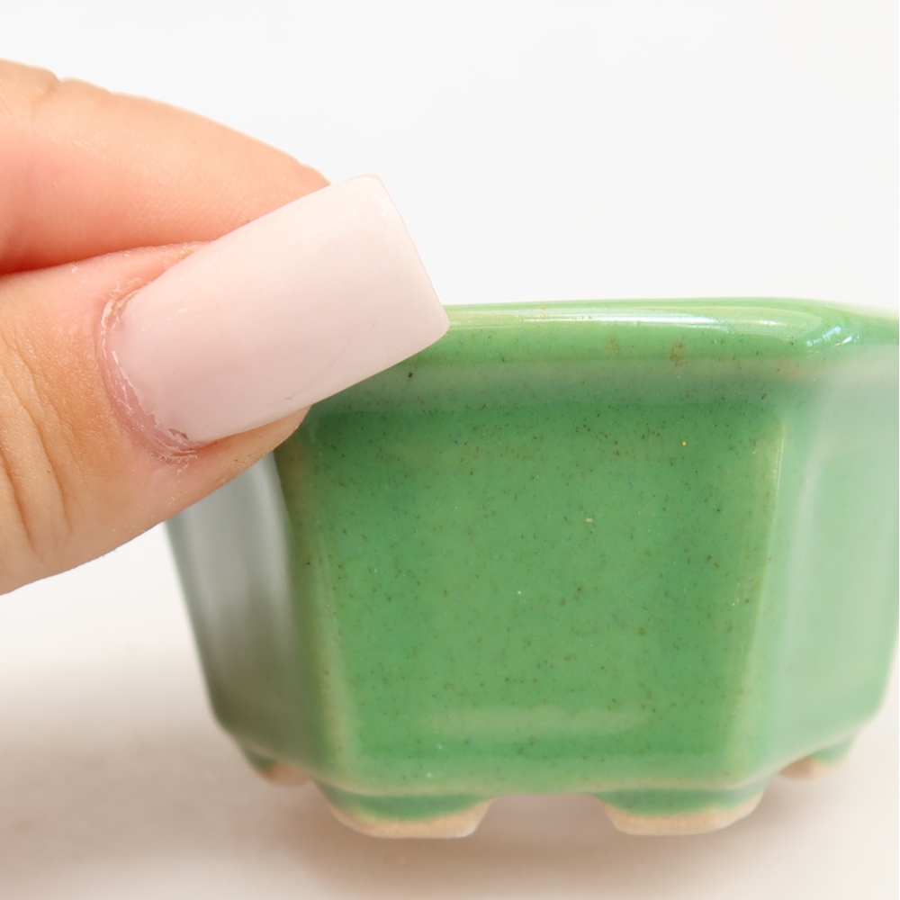 Bol à bonsaï en céramique 7,5 x 7 x 4 cm, vert