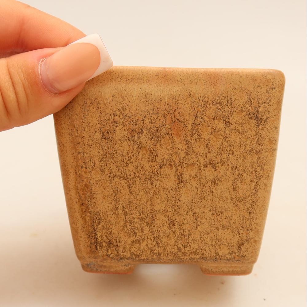 Pot à bonsaï en céramique 7,5 x 7,5 x 6,5 cm, couleur beige