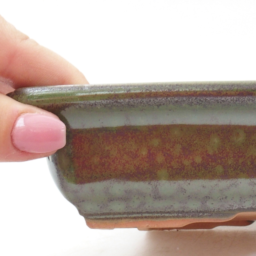 Bol à bonsaï en céramique 17,5 x 13 x 4 cm, vert