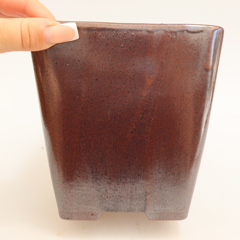 Bol à bonsaï en céramique 13,5 x 13,5 x 15 cm, couleur métal