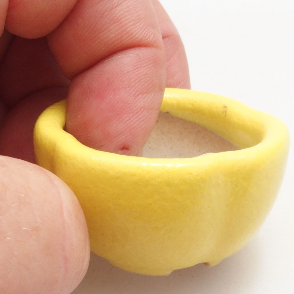 Bol à bonsaï en céramique 4 x 4 x 2 cm, jaune