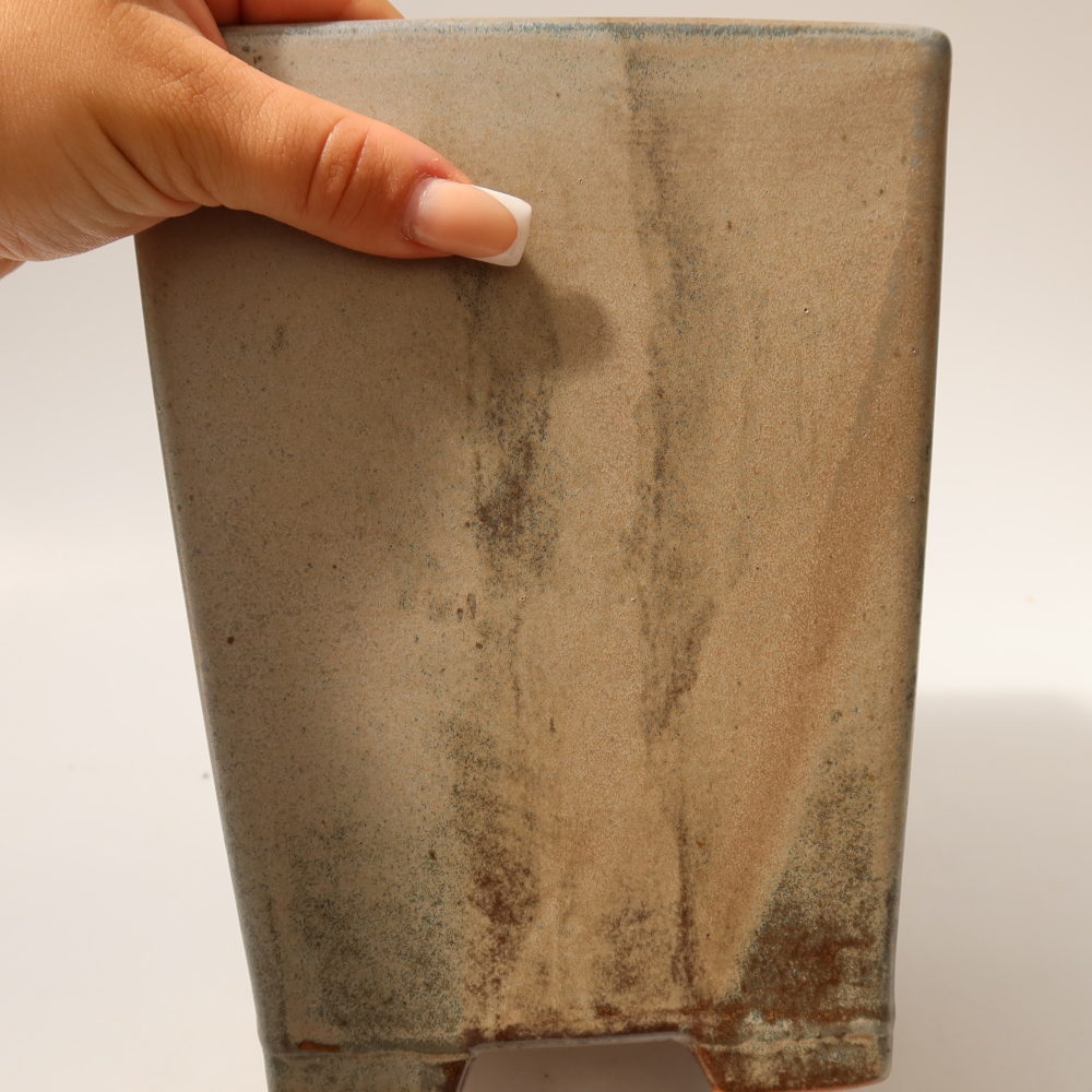 Pot à bonsaï en céramique 15 x 15 x 19,5 cm, couleur marron-bleu
