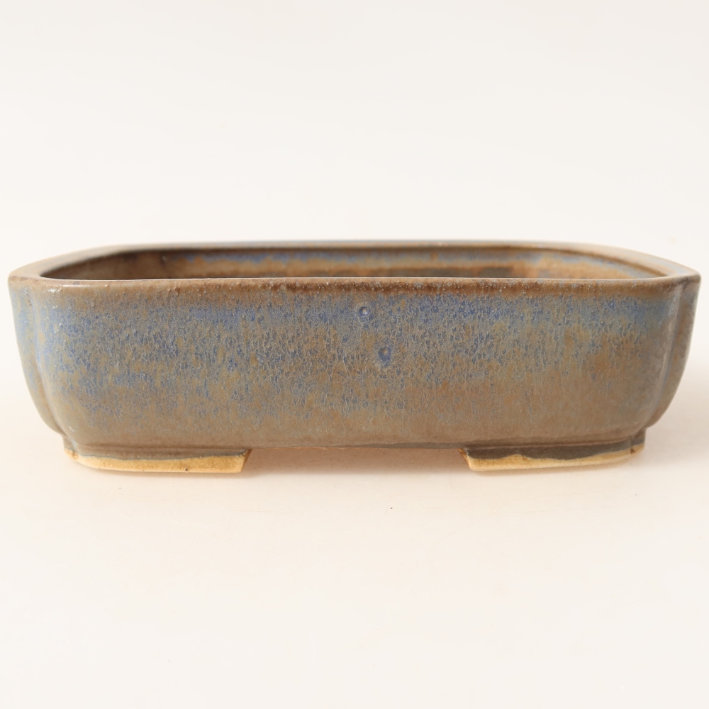 Pot à bonsaï en céramique 18 x 14 x 4,5 cm, couleur bleue