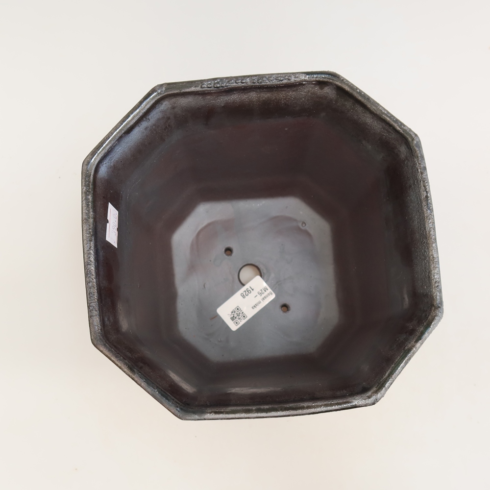 Pot à bonsaï en céramique 17,5 x 17,5 x 15,5 cm, couleur métallique