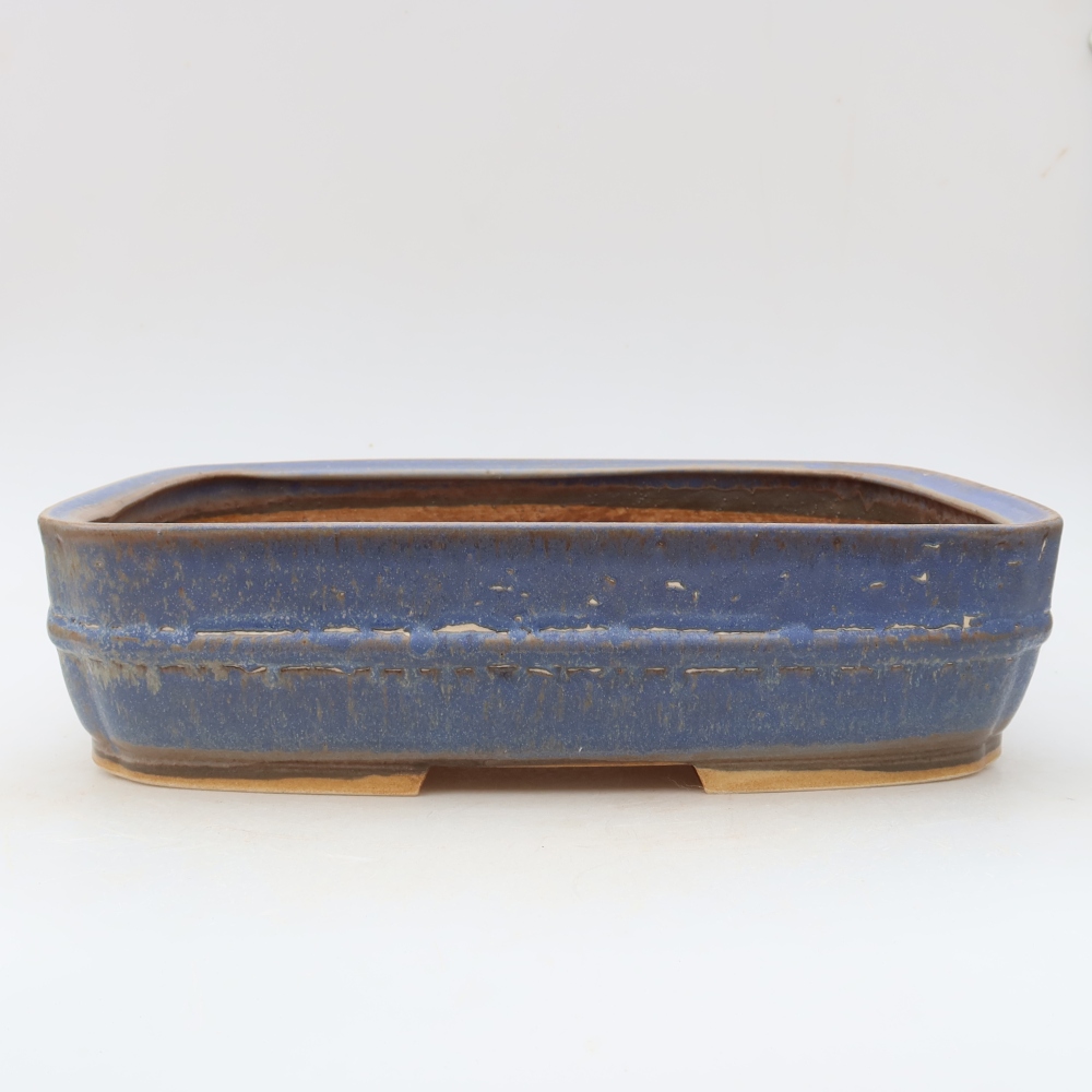 Pot à bonsaï en céramique 29,5 x 23 x 7 cm, couleur bleue