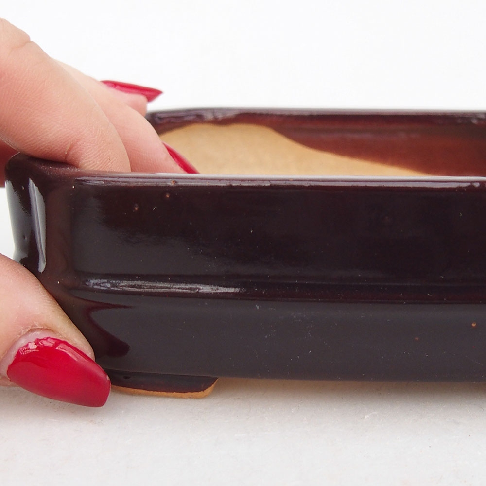 Bol à bonsaï en céramique 12 x 10,5 x 4 cm, brun