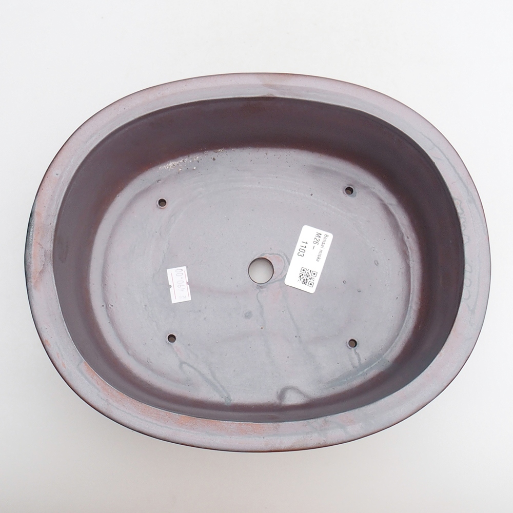 Bol à bonsaï en céramique 25 x 20,5 x 8 cm, couleur métal