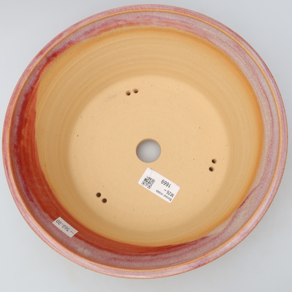 Pot à bonsaï en céramique 25,5 x 25,5 x 8,5 cm, couleur rose