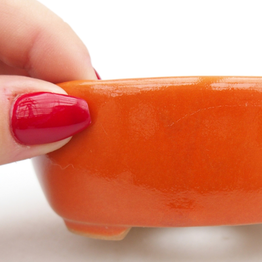 Bol à bonsaï en céramique 9,5 x 7,5 x 3,5 cm, orange