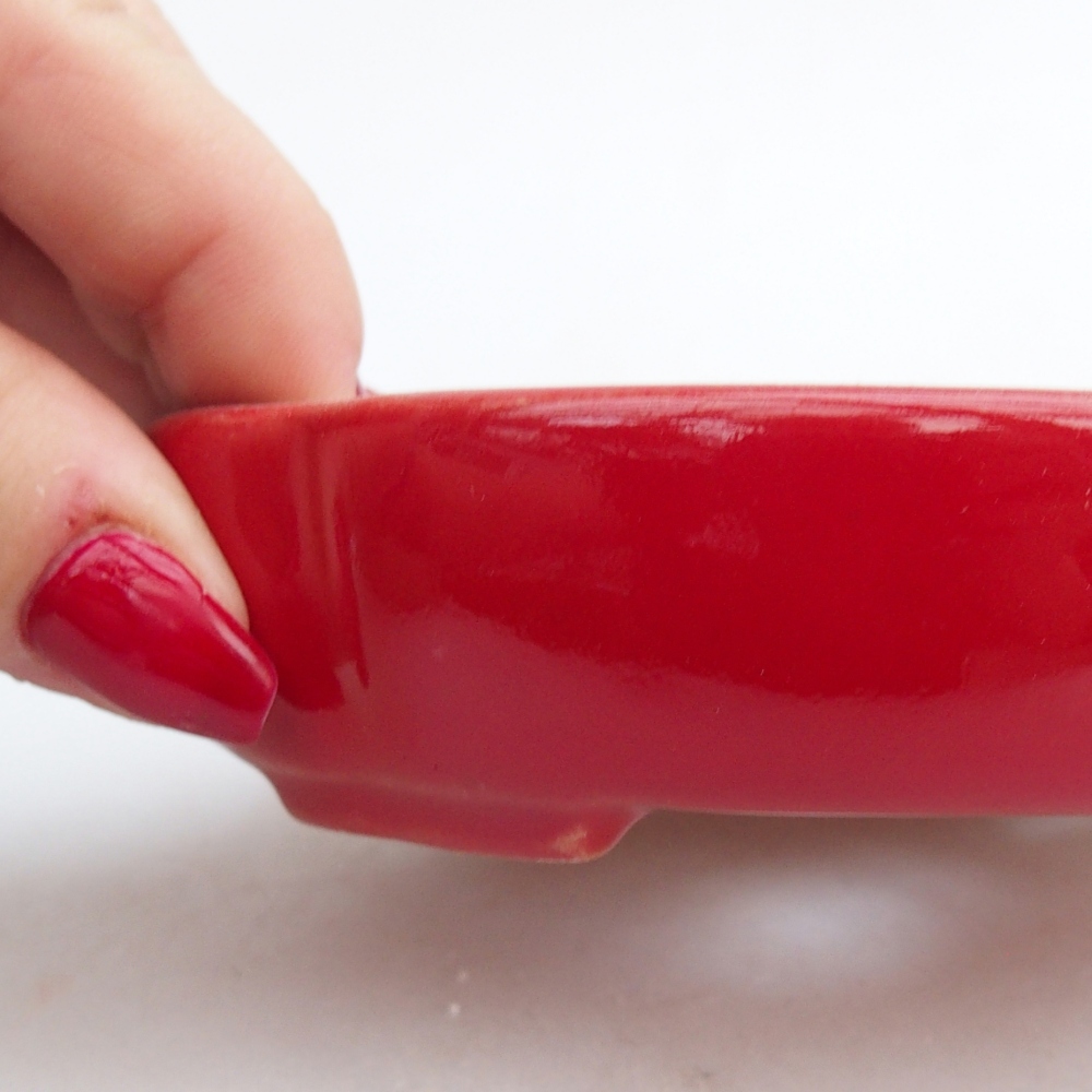 Bol à bonsaï en céramique 11 x 11 x 3 cm, couleur rouge