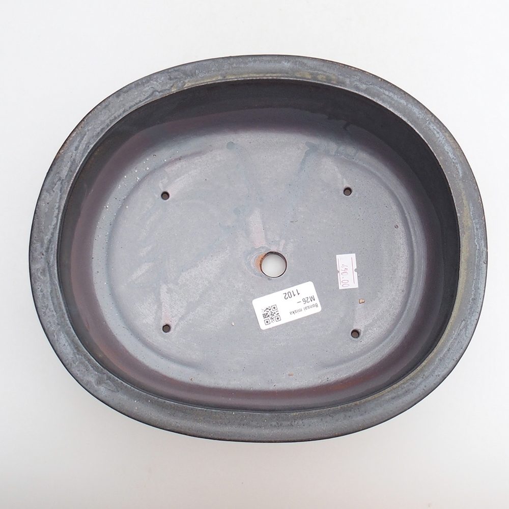 Bol à bonsaï en céramique 25 x 20,5 x 8 cm, couleur métal