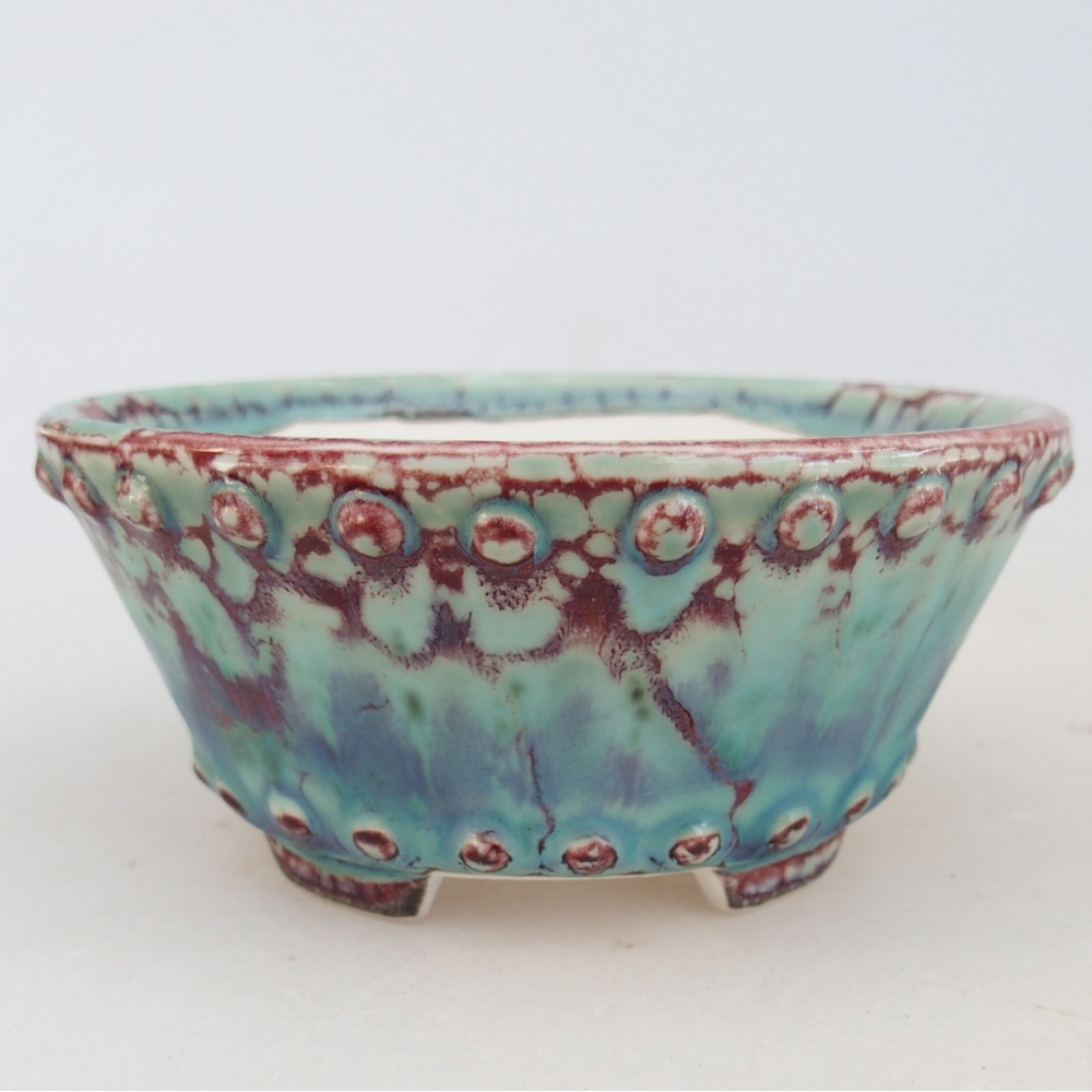 Bol à bonsaï en céramique 10,5 x 10,5 x 5 cm, vert