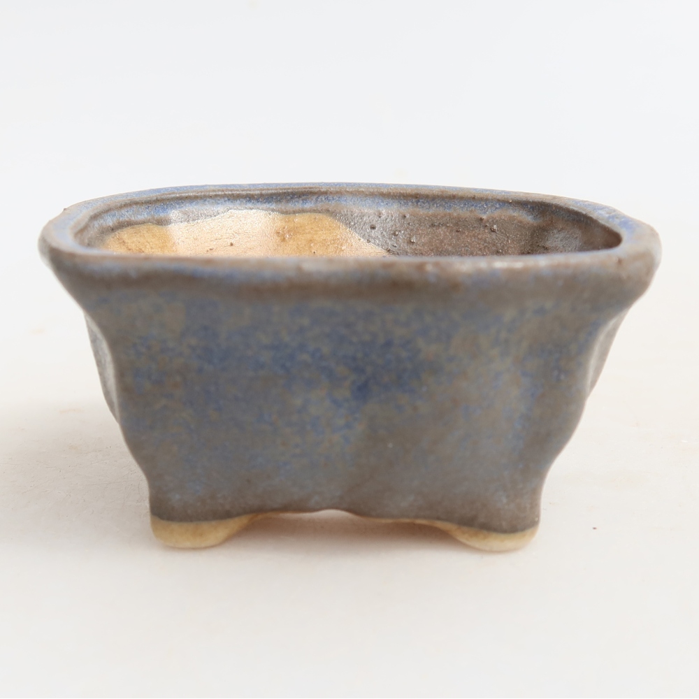 Bol à bonsaï en céramique 7 x 7 x 3,5 cm, couleur bleu