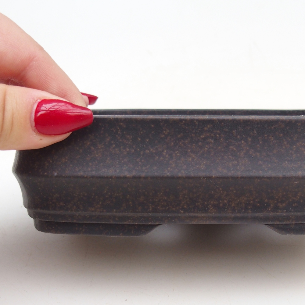 Bol à bonsaï en céramique 14,5 x 10,5 x 4 cm, ocre brunâtre