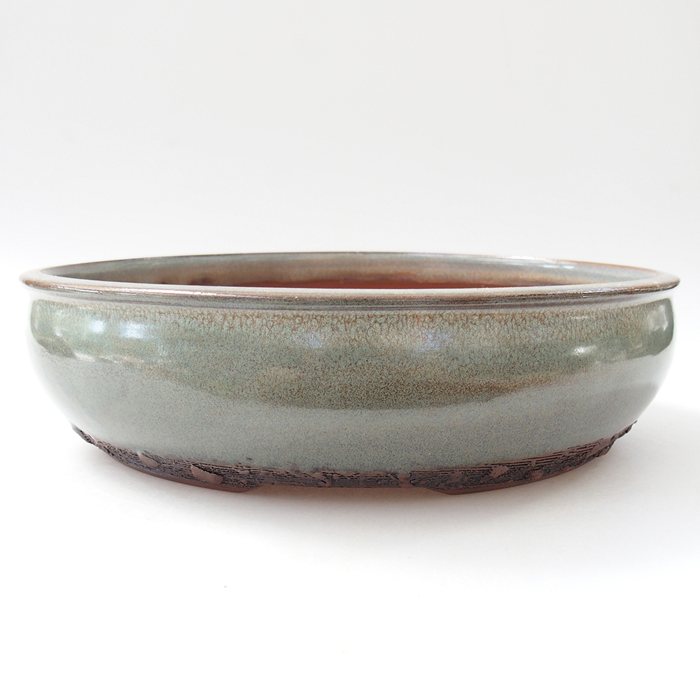 Bol à bonsaï en céramique 24,5 x 24,5 x 6,5 cm, vert