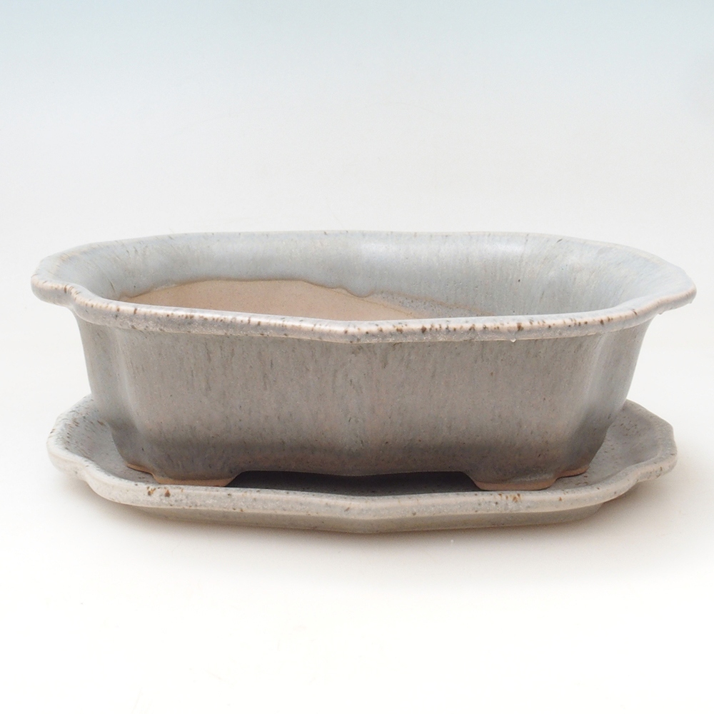 Bol bonsaï + soucoupe H51 - 18x14x5 cm - beige