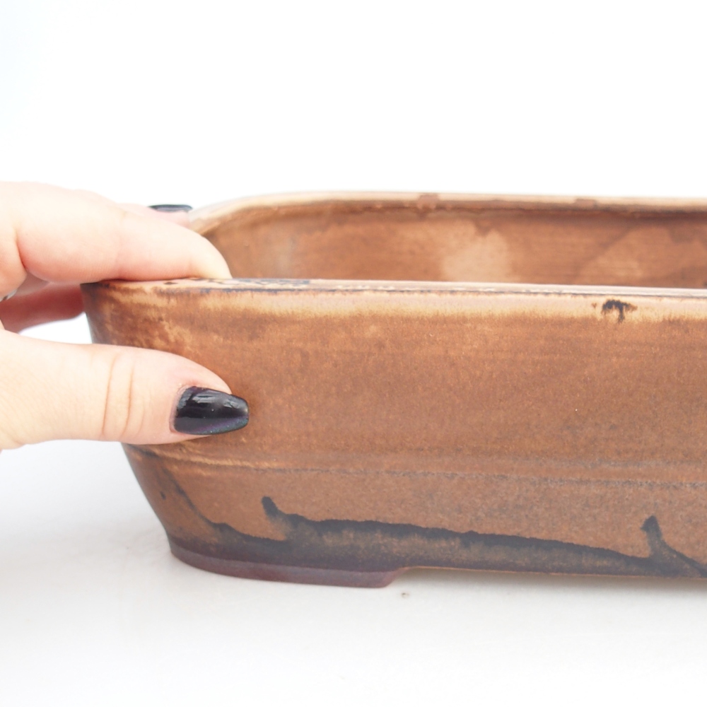 Bol à bonsaï en céramique 28,5 x 21 x 7,5 cm, rose