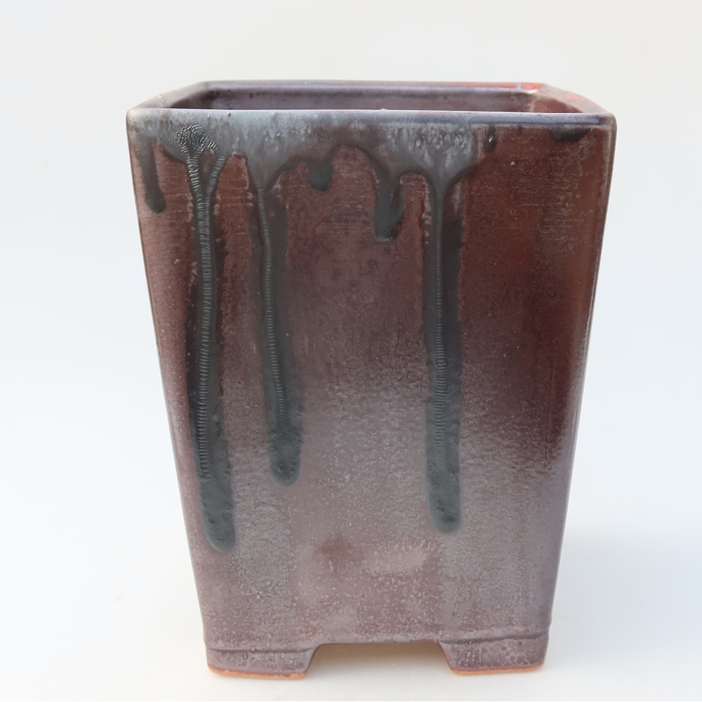 Bol à bonsaï en céramique 15 x 15 x 19,5 cm, couleur métal