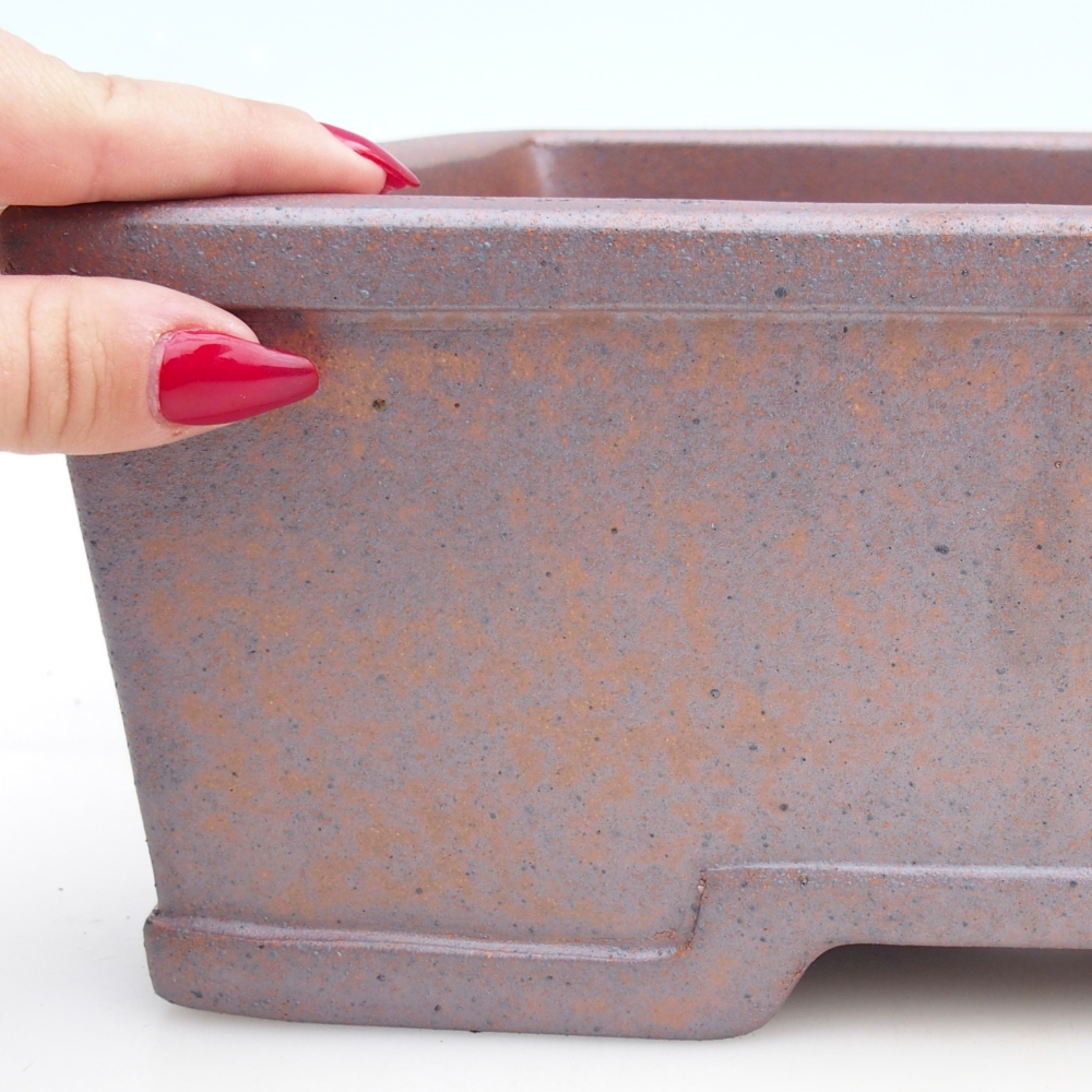 Bol à bonsaï en céramique 35,5 x 27 x 11 cm, couleur métal