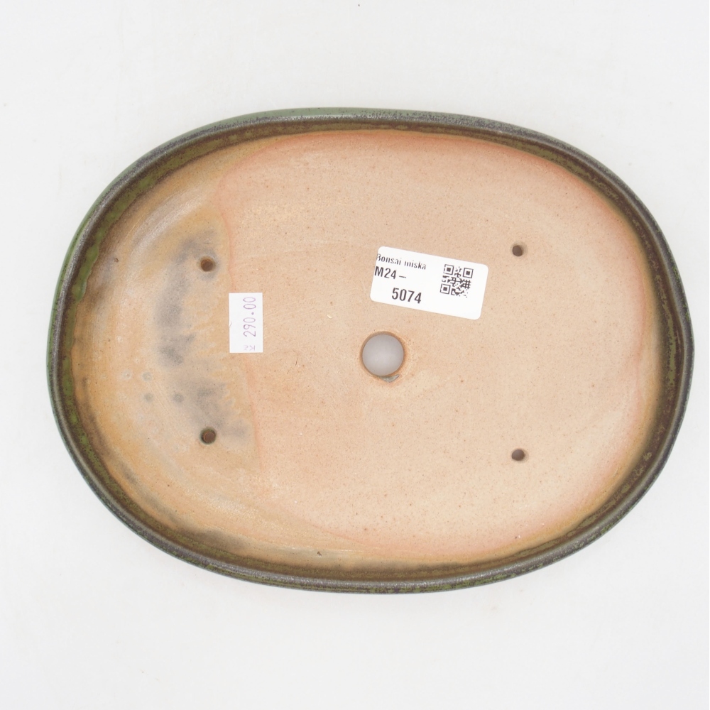 Bol à bonsaï en céramique 22 x 16,5 x 3 cm, vert