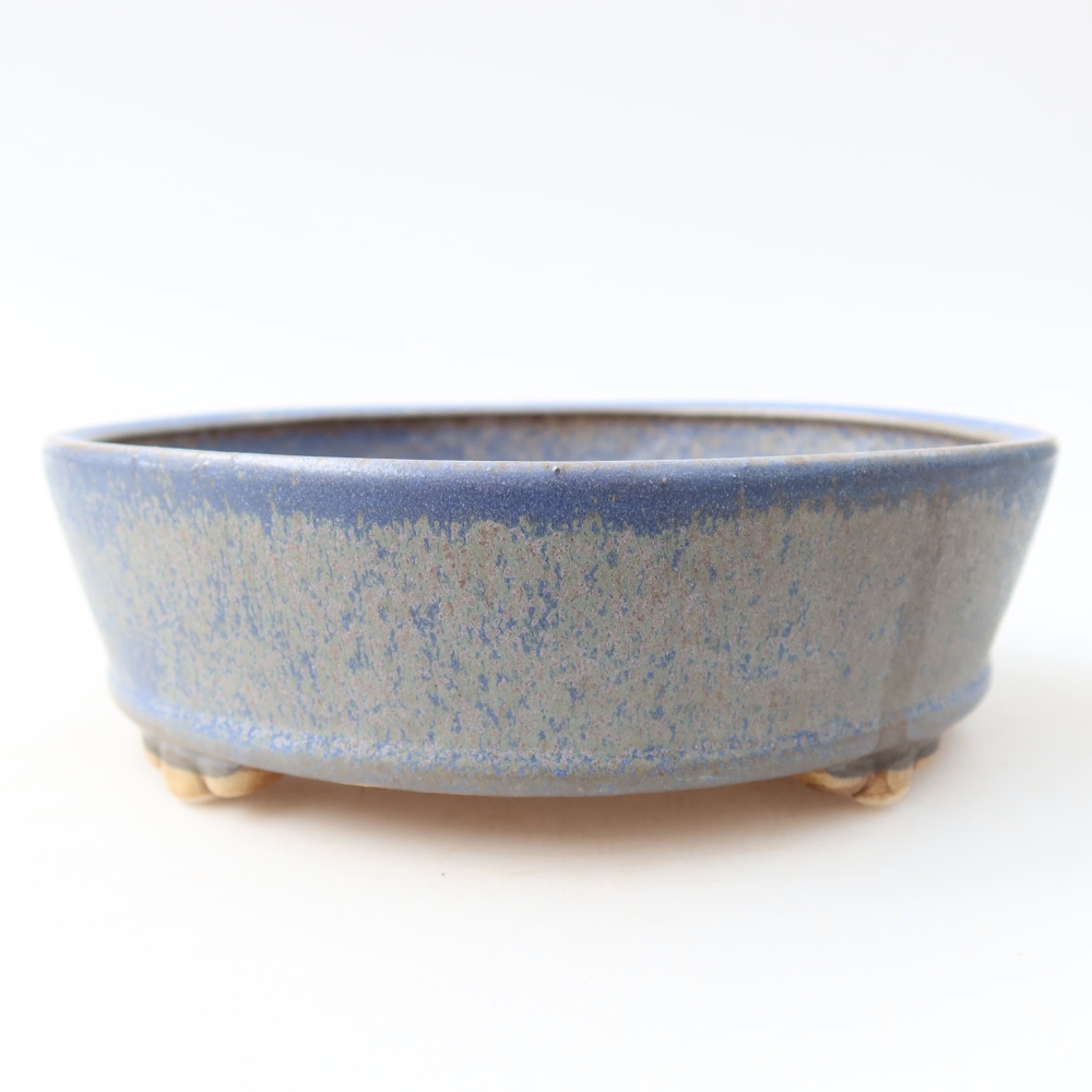 Pot à bonsaï en céramique 15,5 x 15,5 x 5 cm, couleur bleue