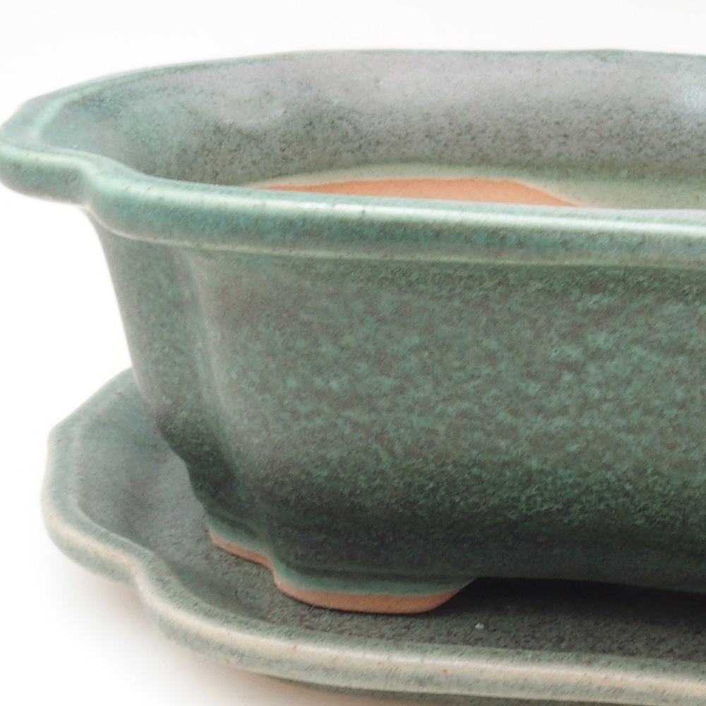 Bol bonsaï + soucoupe H51 - 18x14x5 cm - vert
