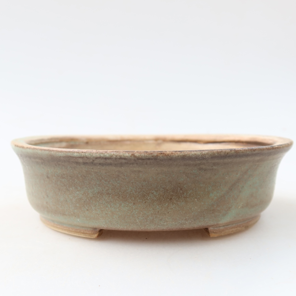 Pot à bonsaï en céramique 12,5 x 11,5 x 3,5 cm, couleur verte