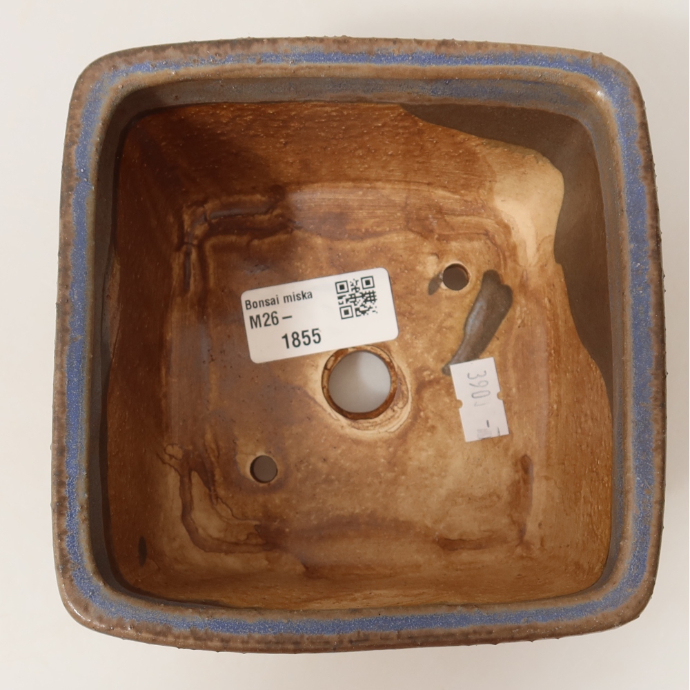 Pot à bonsaï en céramique 13 x 13 x 8 cm, couleur bleue