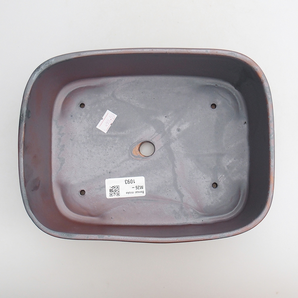 Bol à bonsaï en céramique 23 x 17 x 7,5 cm, couleur métal