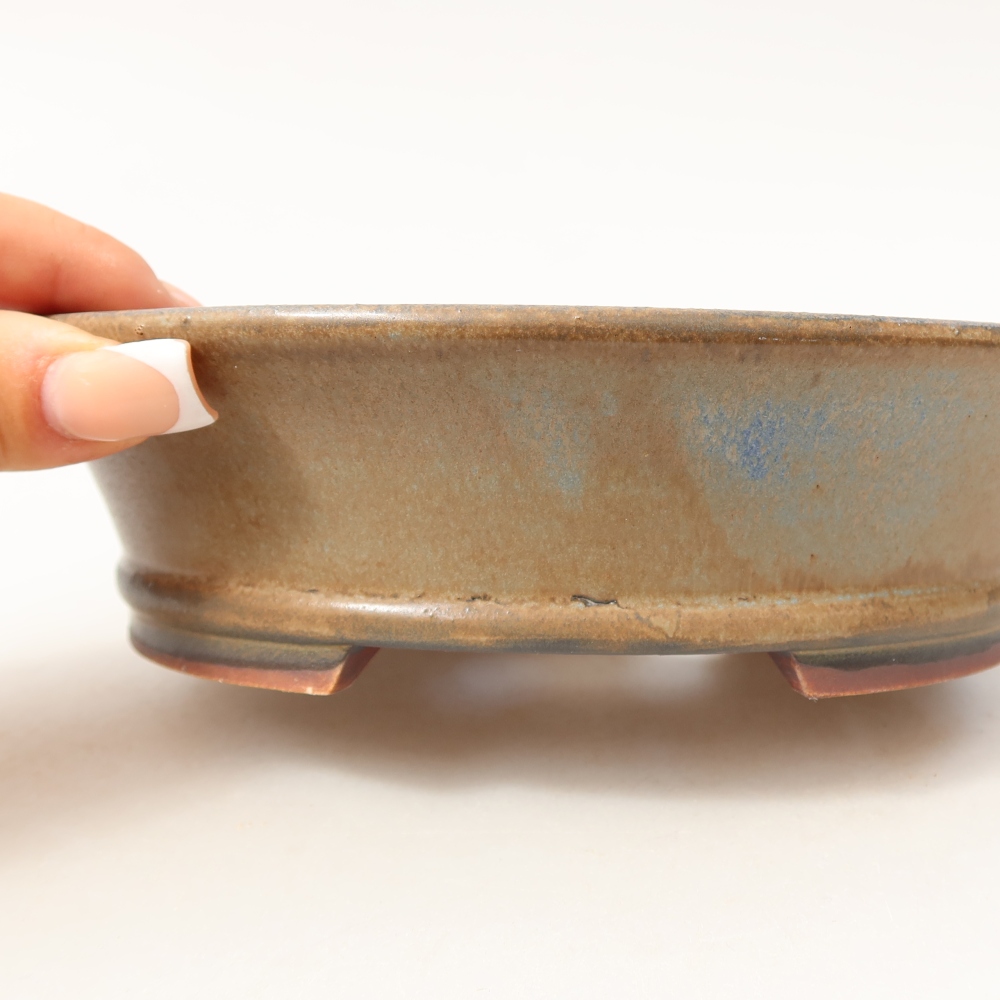 Pot à bonsaï en céramique 17,5 x 16,5 x 5 cm, couleur bleue