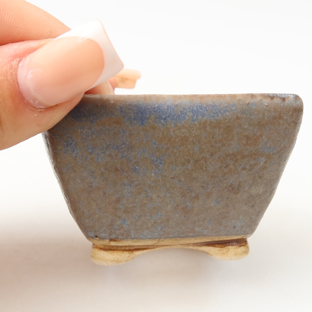 Pot à bonsaï en céramique 6 x 6 x 4 cm, couleur bleue