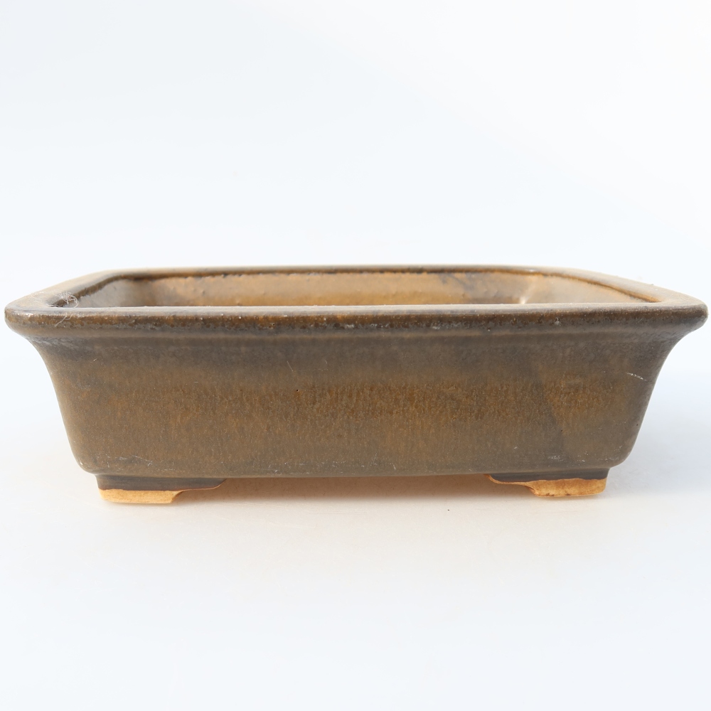 Bol à bonsaï en céramique 17,5 x 14,5 x 5 cm, brun