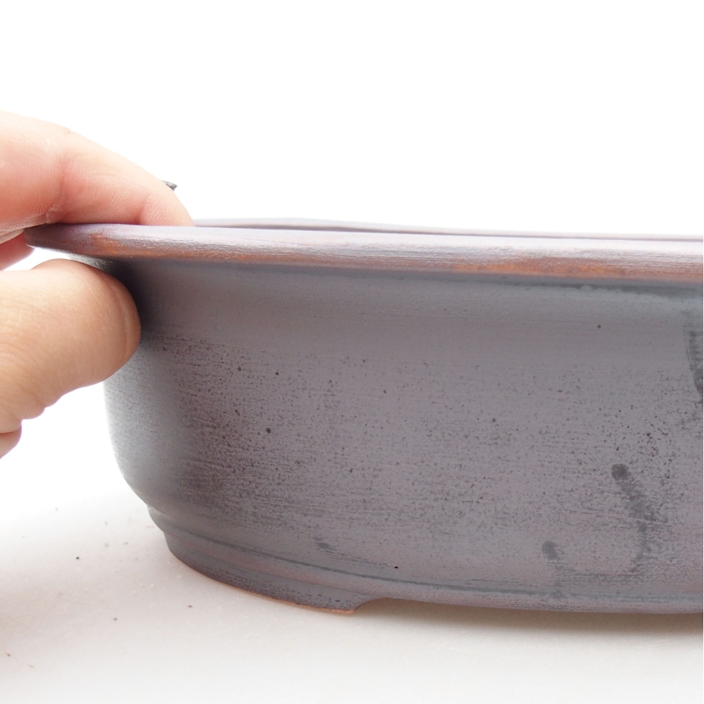 Bol à bonsaï en céramique 23 x 19,5 x 7 cm, couleur métal