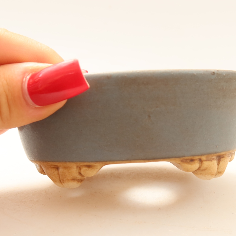 Pot à bonsaï en céramique 9,5 x 8 x 4 cm, couleur bleue