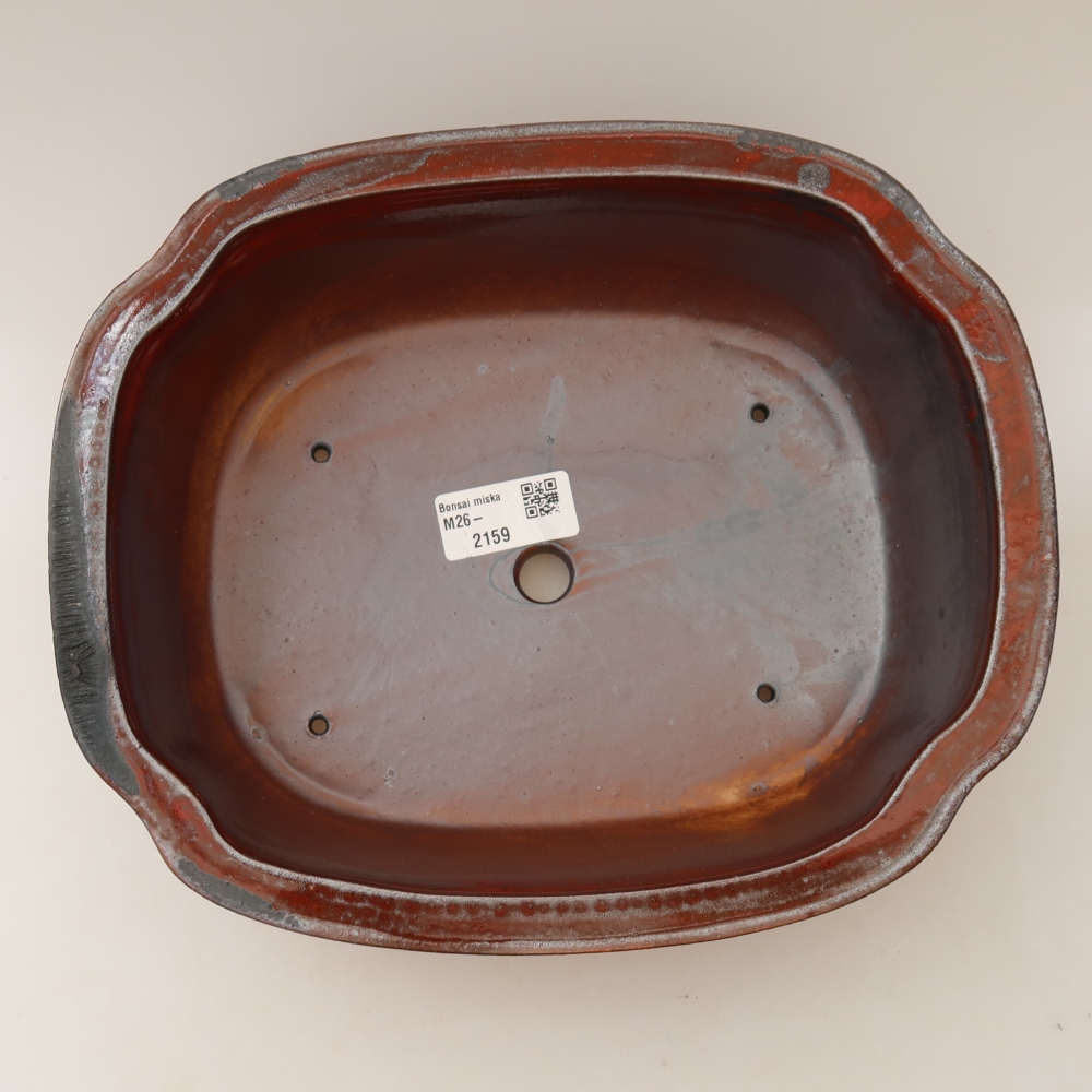 Pot à bonsaï en céramique 24,5 x 21 x 7,5 cm, couleur rouge