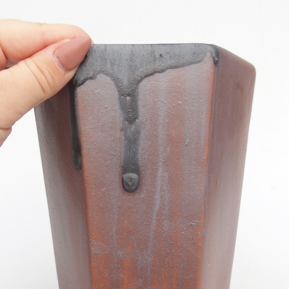 Bol à bonsaï en céramique 12,5 x 11,5 x 16,5 cm, couleur métal