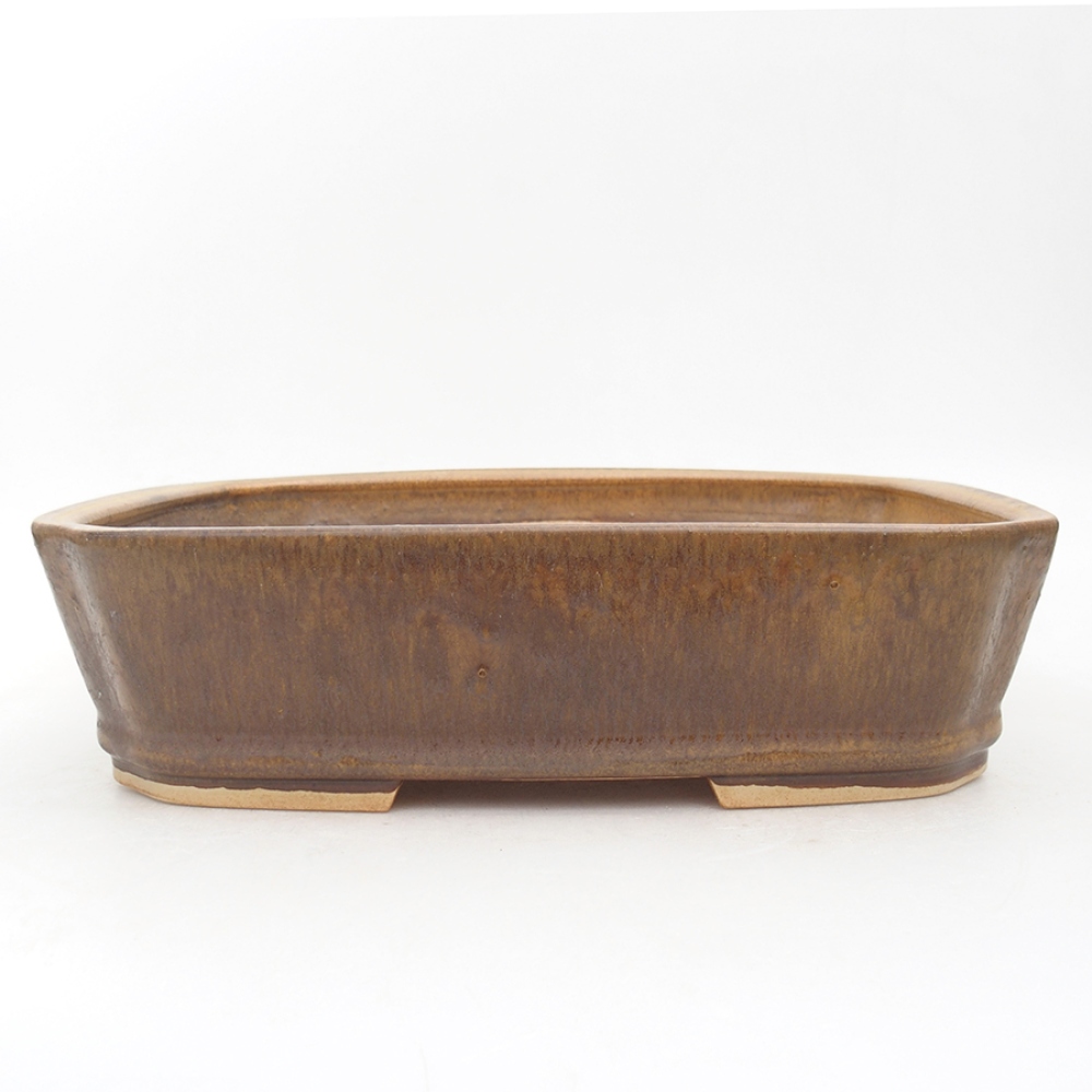 Bol à bonsaï en céramique 24,5 x 21 x 6 cm, brun