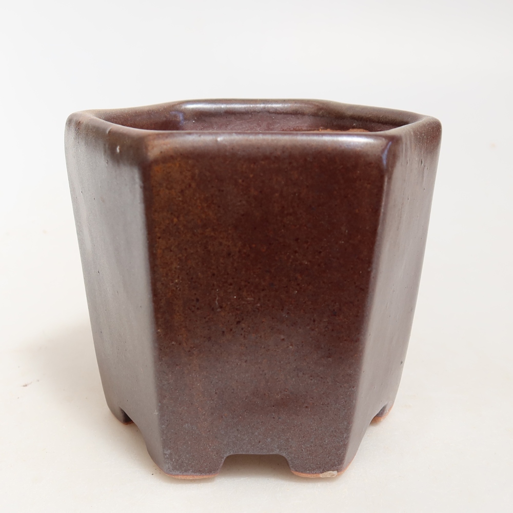 Pot à bonsaï en céramique 9 x 8,5 x 8 cm, couleur marron