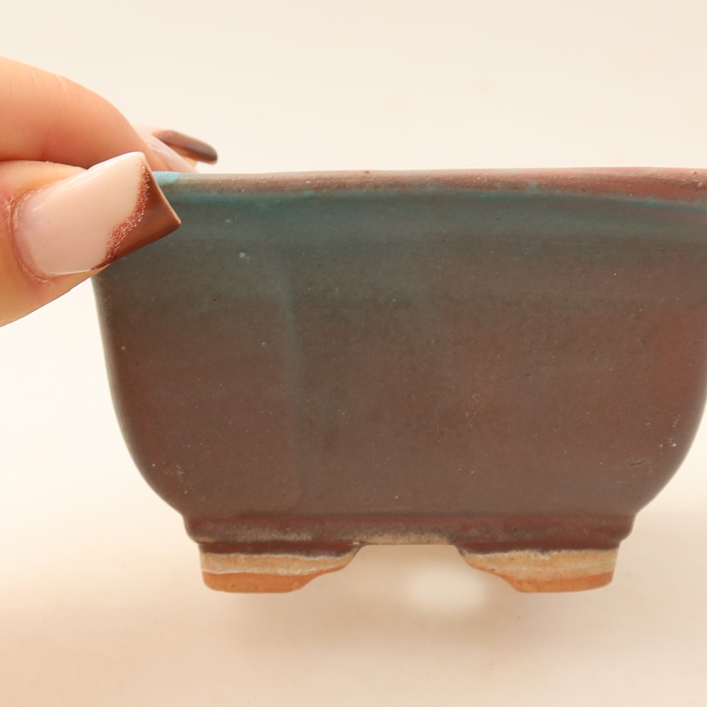 Pot à bonsaï en céramique 9,5 x 9,5 x 5,5 cm, couleur métallique