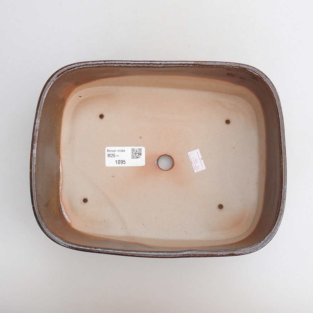 Bol à bonsaï en céramique 23 x 18 x 7,5 cm, couleur brun-vert