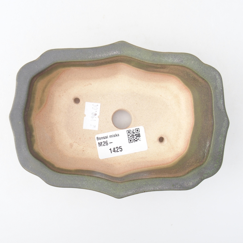 Bol à bonsaï en céramique 15,5 x 11 x 4,5 cm, vert métallique
