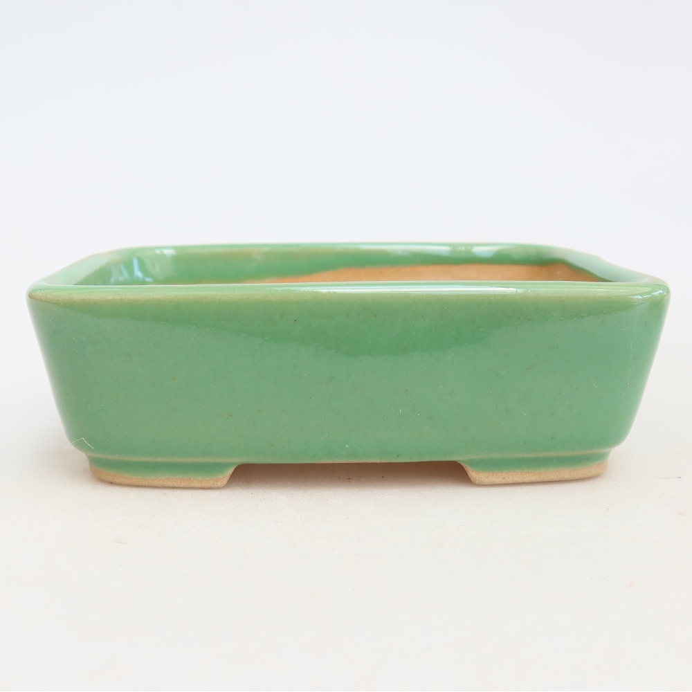 Pot à bonsaï en céramique 12,5 x 9,5 x 4 cm, couleur verte