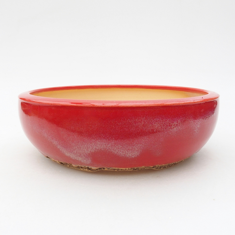 Bol à bonsaï en céramique 18 x 18 x 5,5 cm, couleur rouge