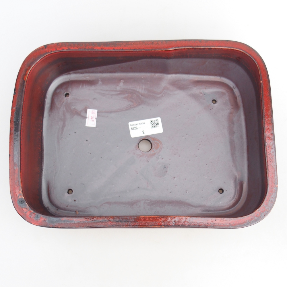 Bol à bonsaï en céramique 28,5 x 21 x 7,5 cm, couleur rouge