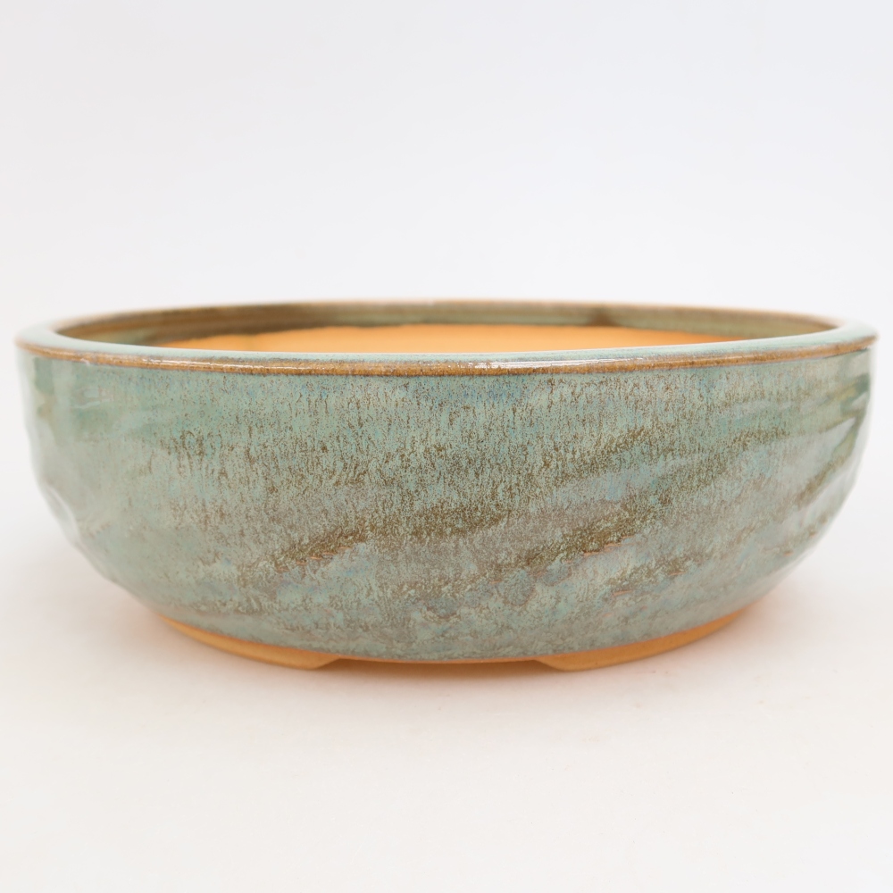 Bol à bonsaï en céramique 22,5 x 22,5 x 7 cm, vert