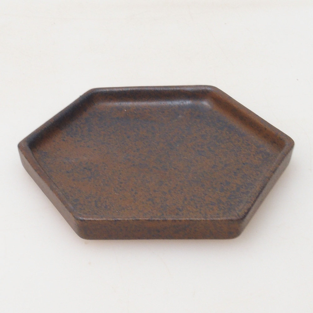 Bonsaï hexagonal D3 - 11 x 9,5 x 1 cm - brun