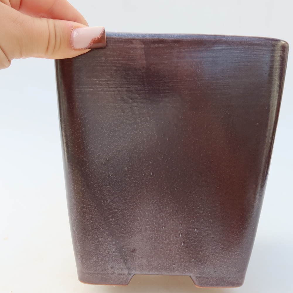 Bol à bonsaï en céramique 13,5 x 13,5 x 15 cm, couleur métal