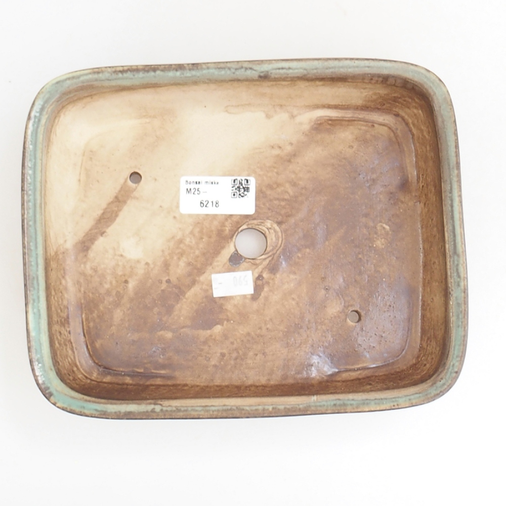 Bol à bonsaï en céramique 21,5 x 17,5 x 5,5 cm, vert