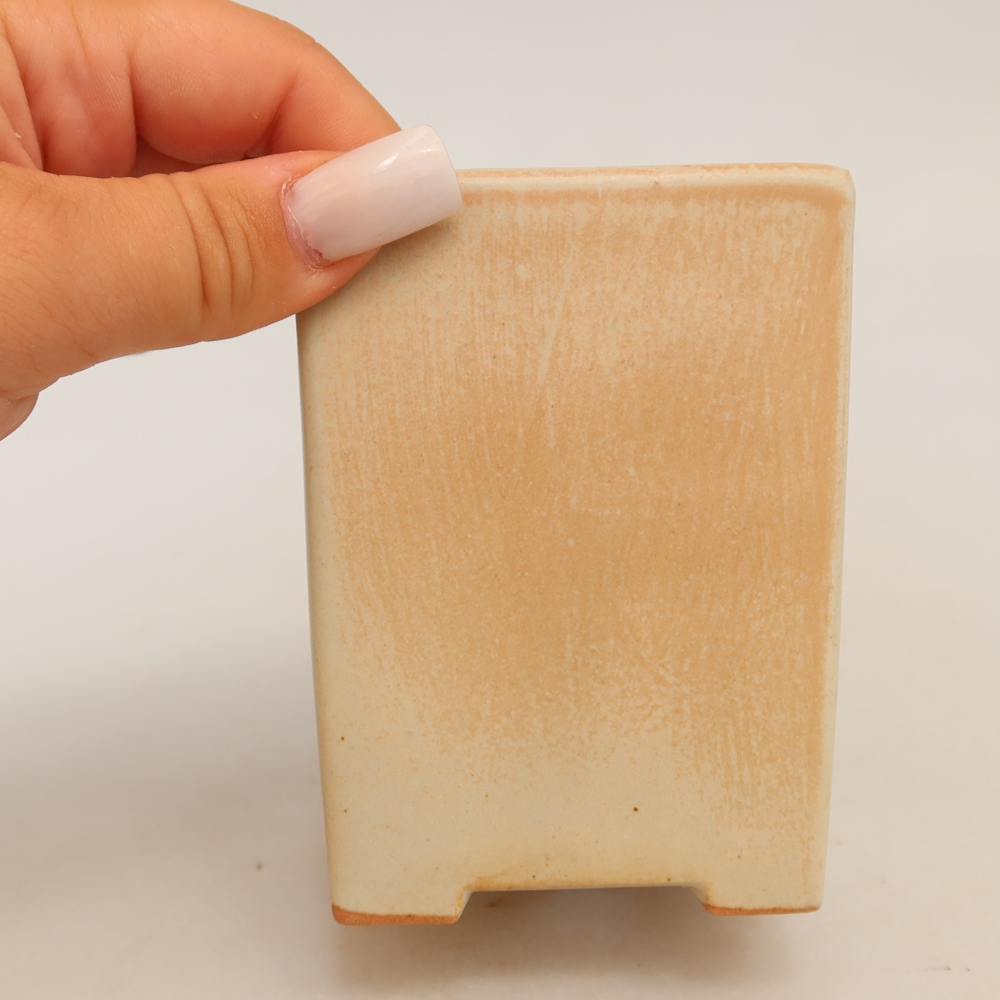 Pot à bonsaï en céramique 7,5 x 7,5 x 10 cm, couleur beige
